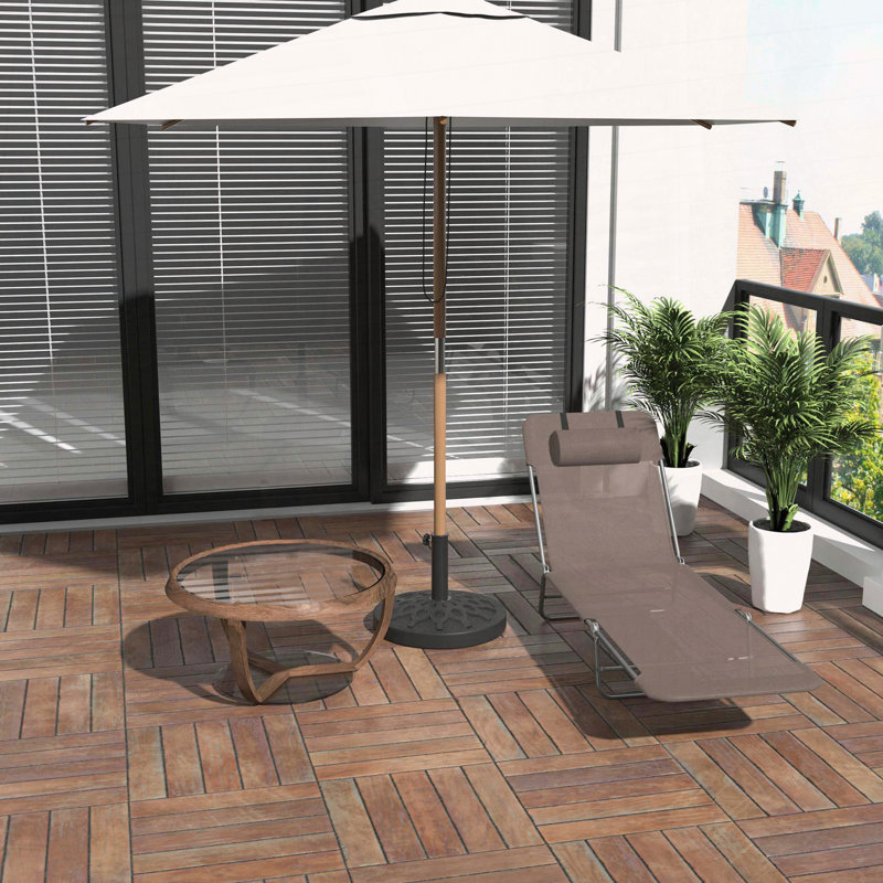 Chaise longue pliante avec dossier inclinable 5 positions Outsunny, Brun