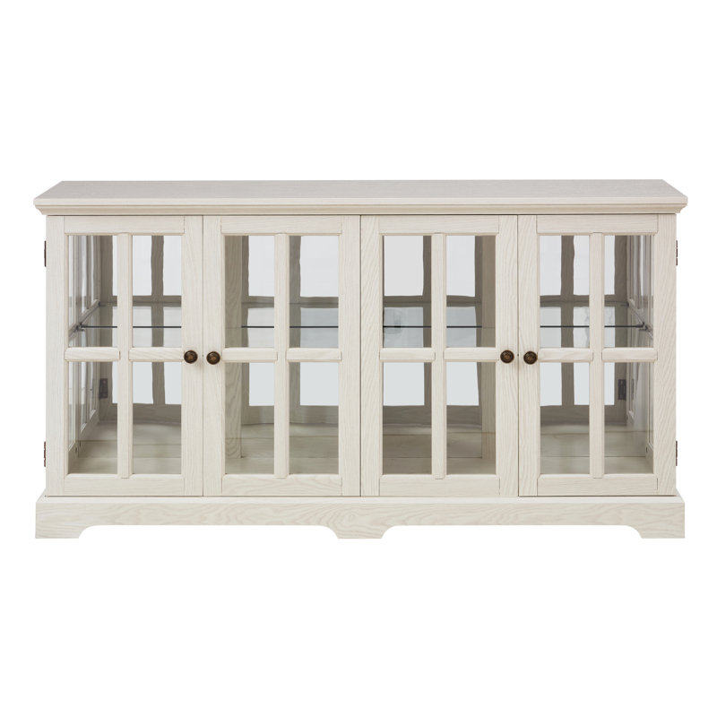 Vitrine blanche antique avec tablettes réglables et matériaux élégants