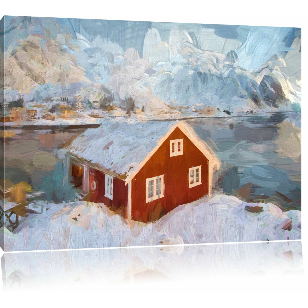 Leinwandbild "Fischerhaus an den Lofoten Inseln", Grafikdruck