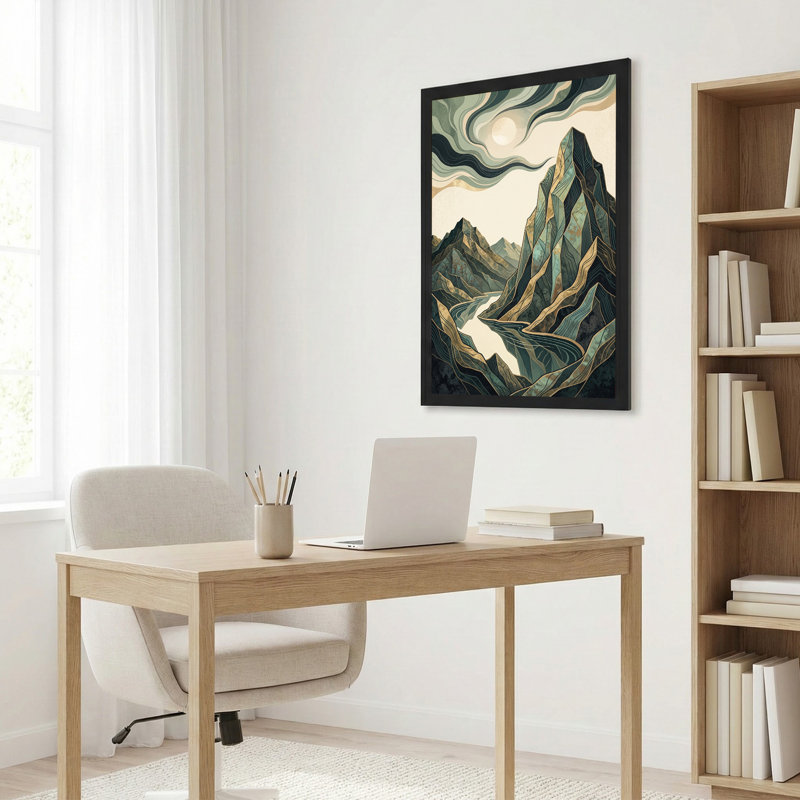 Art mural toile sarcelle et or, 36"H x 24"W