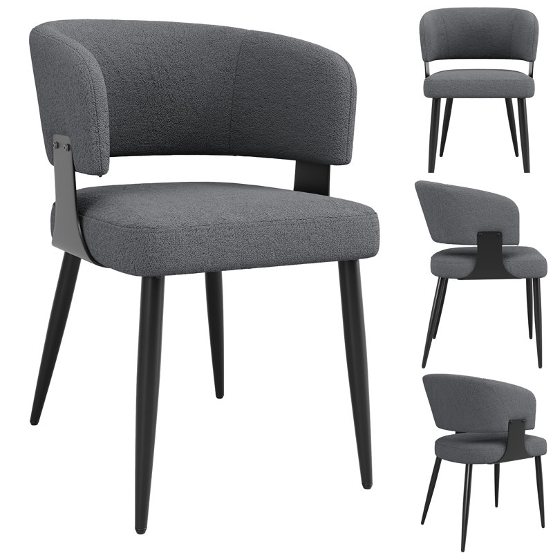 Fabric Upholstered Metal Armchair, 4, Grey
