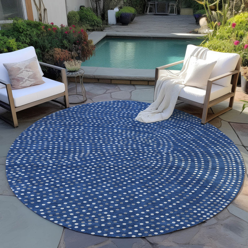 Mirelia Blue Washable Indoor-Outdoor Rug - , 8' x 8'