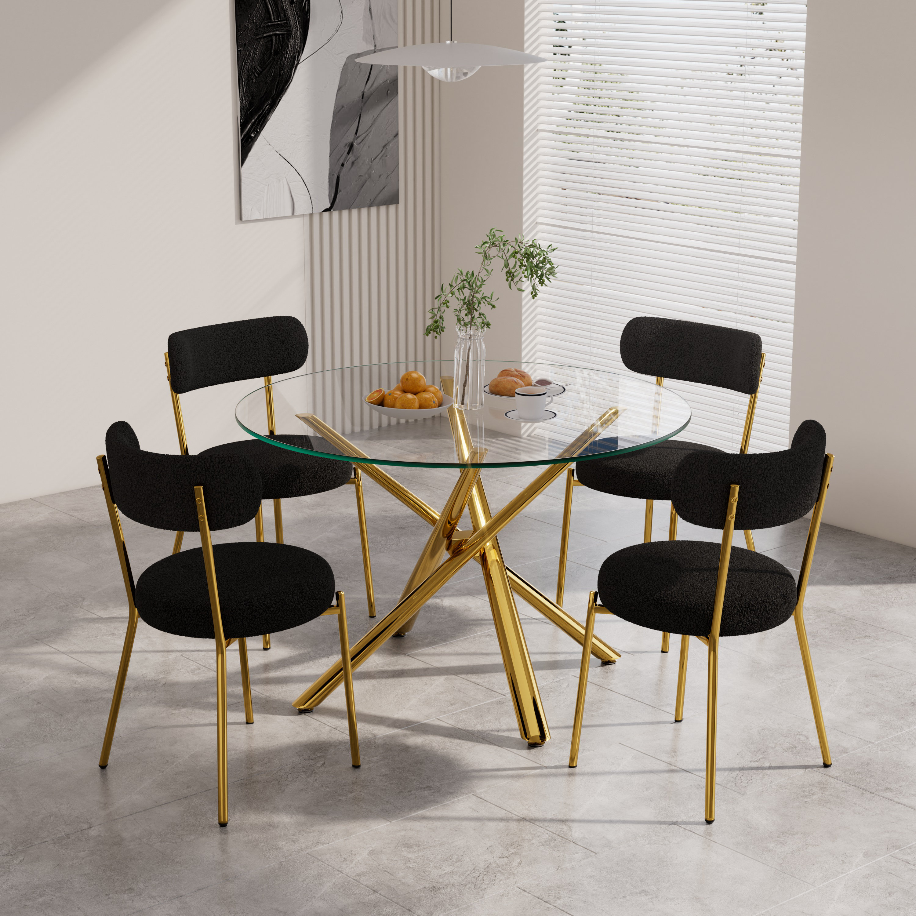 Mercer41 Piece Round Gold Glass Dining Table Set for Wayfair