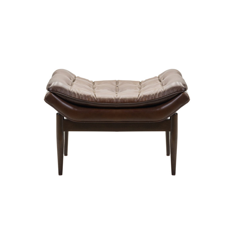 Verona Ottoman in Morgan Flax, Liquor, Dark Brown Wood