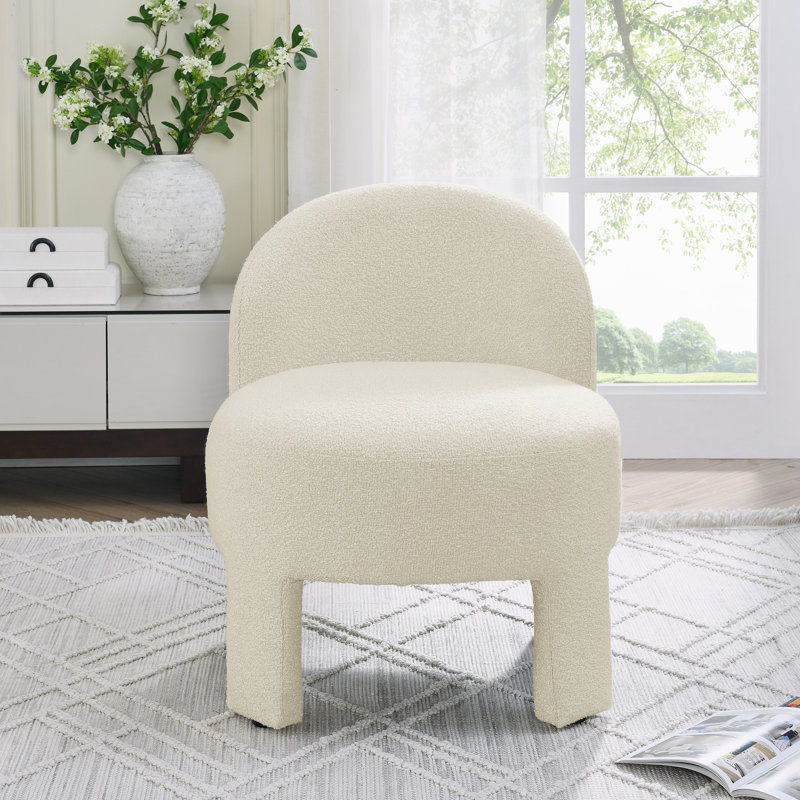 Chaise d'appoint rembourrée Leif, Tissu beige
