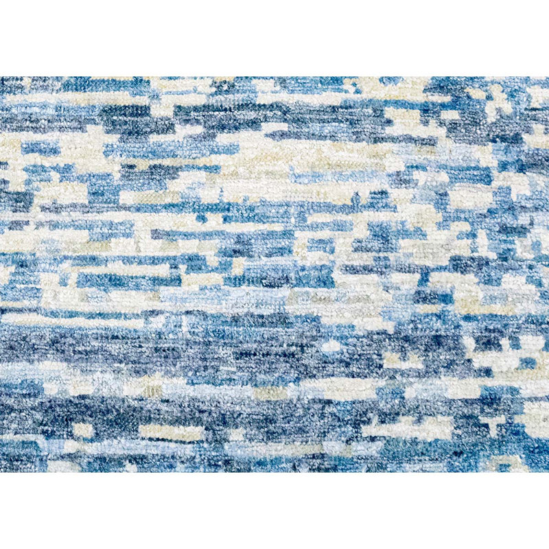 Hand Knotted Abstract Area Rug, Rectangle 9' x 12'