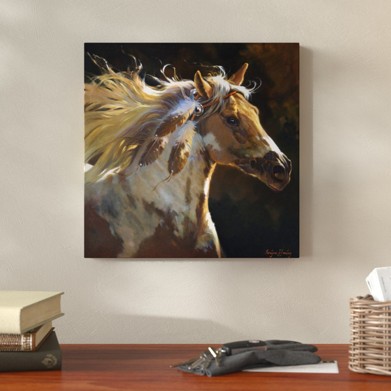 « rites cheval », reproduction de peinture à l’acrylique sur toile tendue, H 14 po x l 14 po x P 2 po