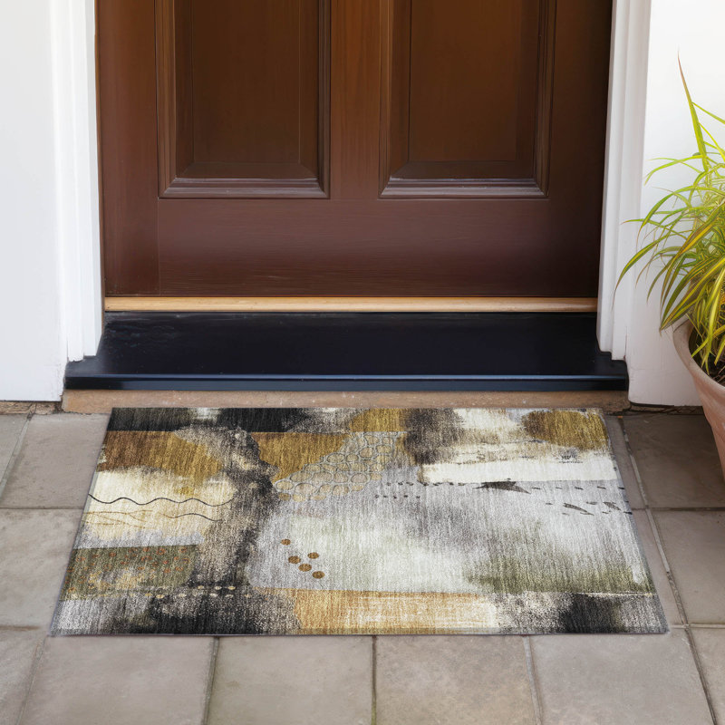 Tapis moderne intérieur / extérieur lavable à la machine Jocelyn ACN2127, Rectangle 1 pi 8 po x 2 pi 6 po