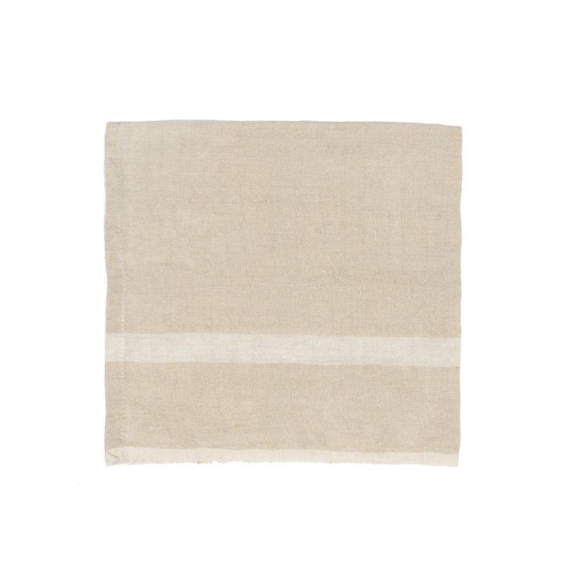 Laundered Linen Square, Natural/White