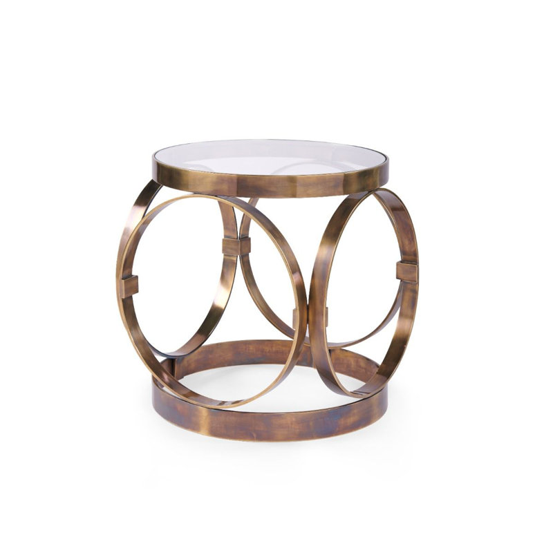 Stephen Glass End Table, Antique Brass