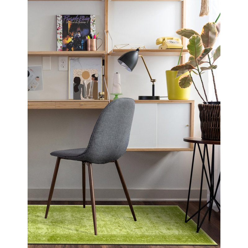 Tapis vert clair à motif botanique Godina, Tapis de couloir 2 pi 7 po x 10 pi