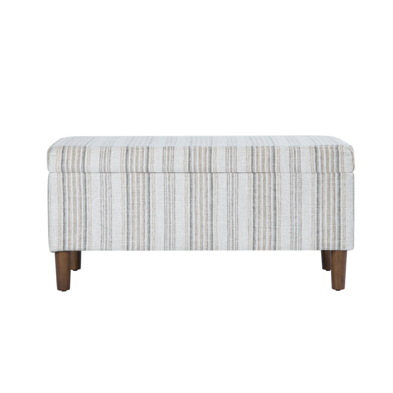 Besart Upholstered Storage Bench, Gray Stripe