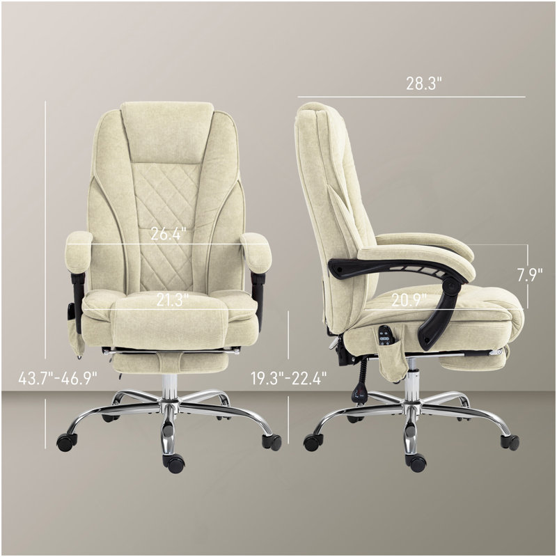 Fauteuil de bureau avec repose-pieds Vinsetto Massage, Beige