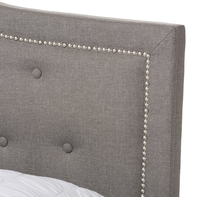Grand lit tapissier Ermadine, Gris clair, Grand