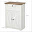 Cabinets, HOMCOM Farmhouse Barn Door Accent Cabinet with Double Doors, Drawer &amp; Adjustable Shelf | White | Particle Board