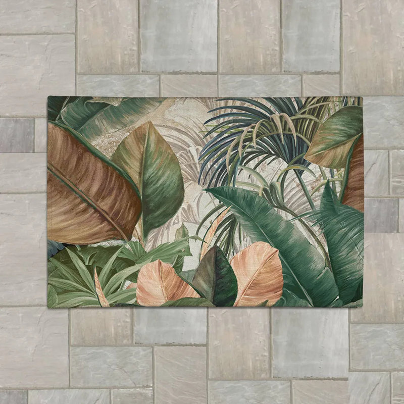 Tapis intérieur / extérieur rectangulaire avec envers antidérapant Costa Palm, Rectangle 4 pi x 6 pi