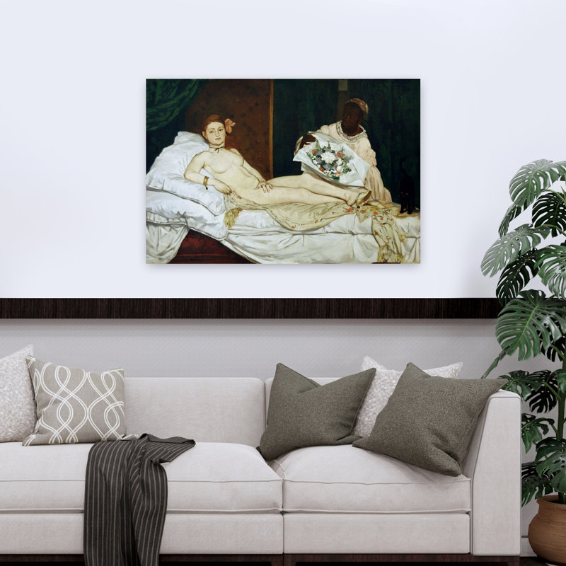 Olympia Classic Contemporary Flower Wall Art Print by Edouard Manet - Wrapped Canvas Print, 81.28cm H x 121.92cm W