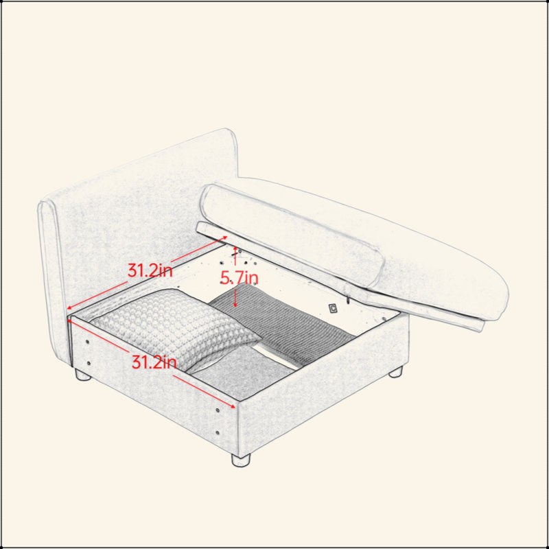 Canapé modulaire moderne 6 pièces avec rangement en chenille de chameau doux de style contemporain Cylindrica pour le salon
