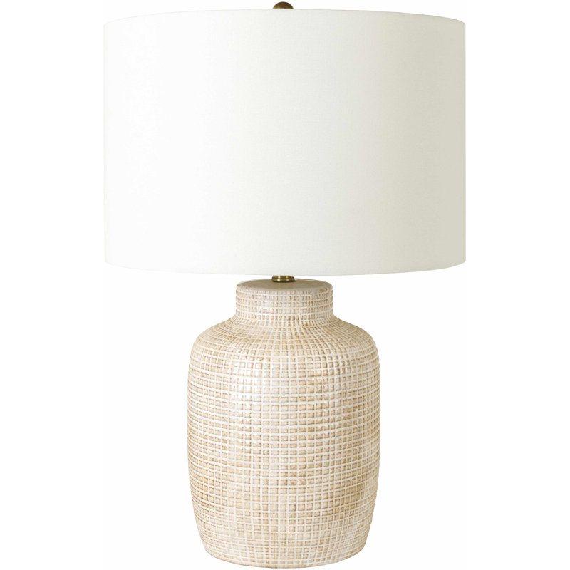 Lampe de table Kael, Beige, Blanc