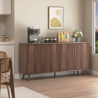 Sideboard Buffet Cabinet With Storage, Long Sideboard Storage Cabinet With 4 Doors, Wood Credenza Console Coffee Bar Cabinets With Adjustable Shelves