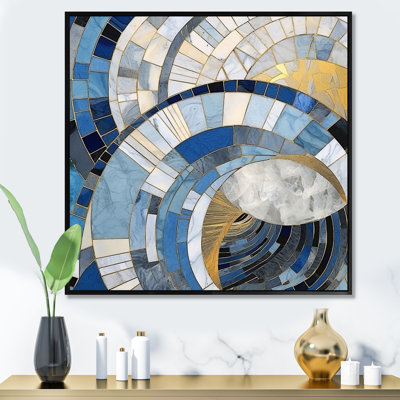 Gold Constructing Blue Realms I Framed On Canvas Print