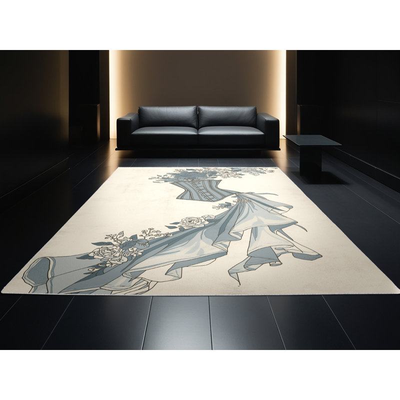 Tapis beige moelleux doux à motif floral classique Barclay, 8 x 12