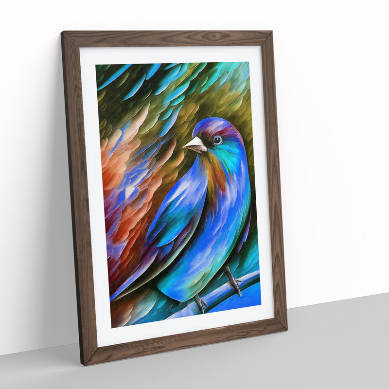 Beauty of a Bird No.5 - Wall Art, 48cm H x 36cm W, Walnut Framed, White