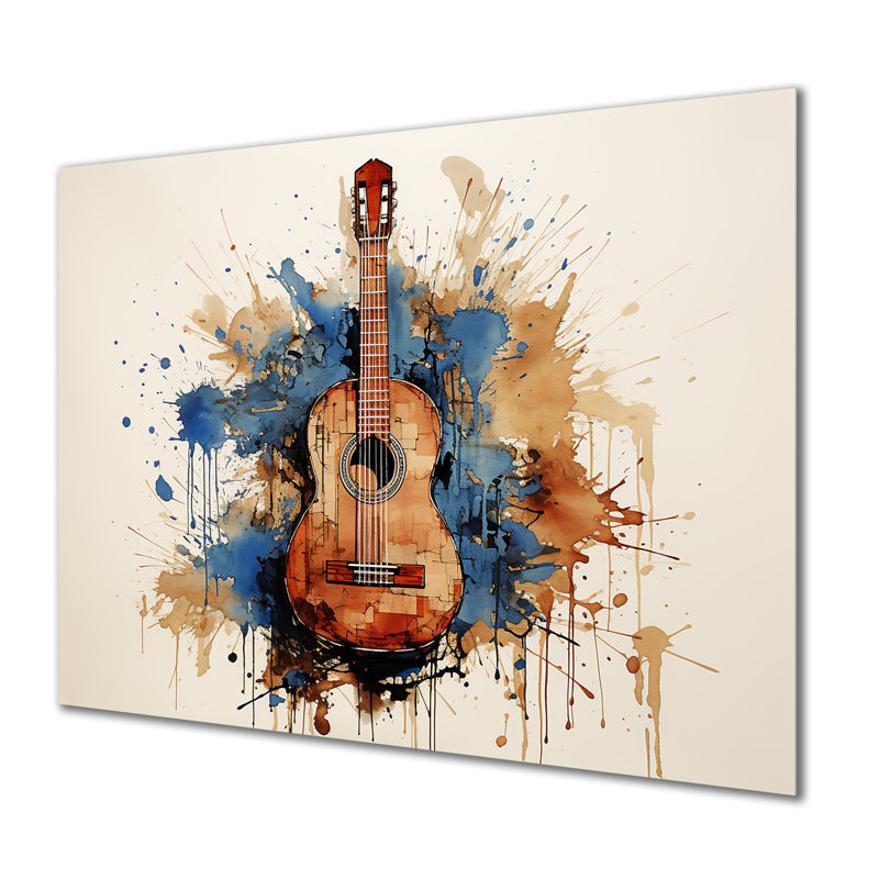 Earthy Brown, guitare, mélodie - musique, art mural en métal, H 24 po x l 32 po x P 1 po