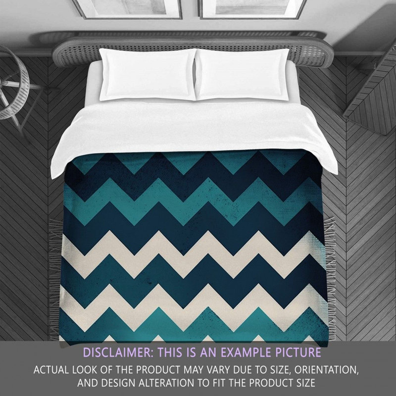 Chevron Comforter, King Comforter, Navy/Turquoise