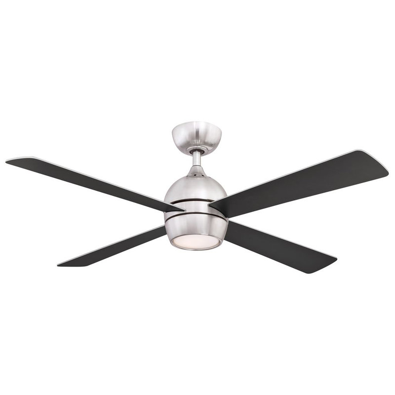 Kwad 52 inch Indoor Ceiling Fan with LED Light Kit - Brushed Nickel, Nickel