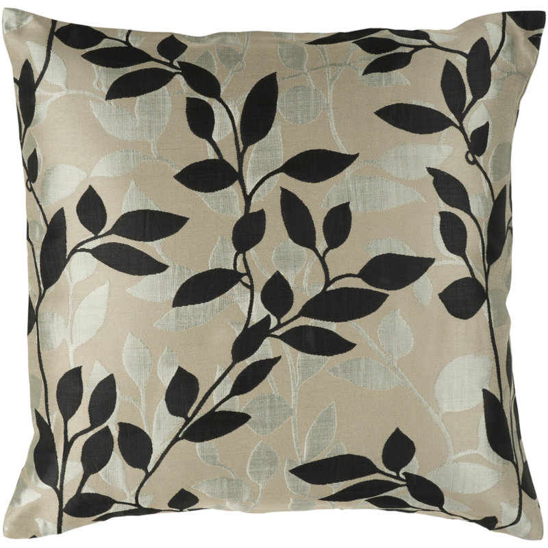 18" Aqua and Dark Green Embroidered Polyester Pillow
