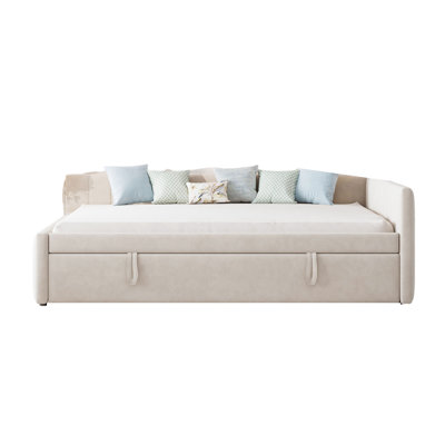 Full-size Upholstered Daybed With Shelves And Slats