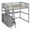 Lit mezzanine double en bois avec bureau et tablettes, lit mezzanine multifonctionnel avec tiroirs intégrés et escalier de rangement-1713918035