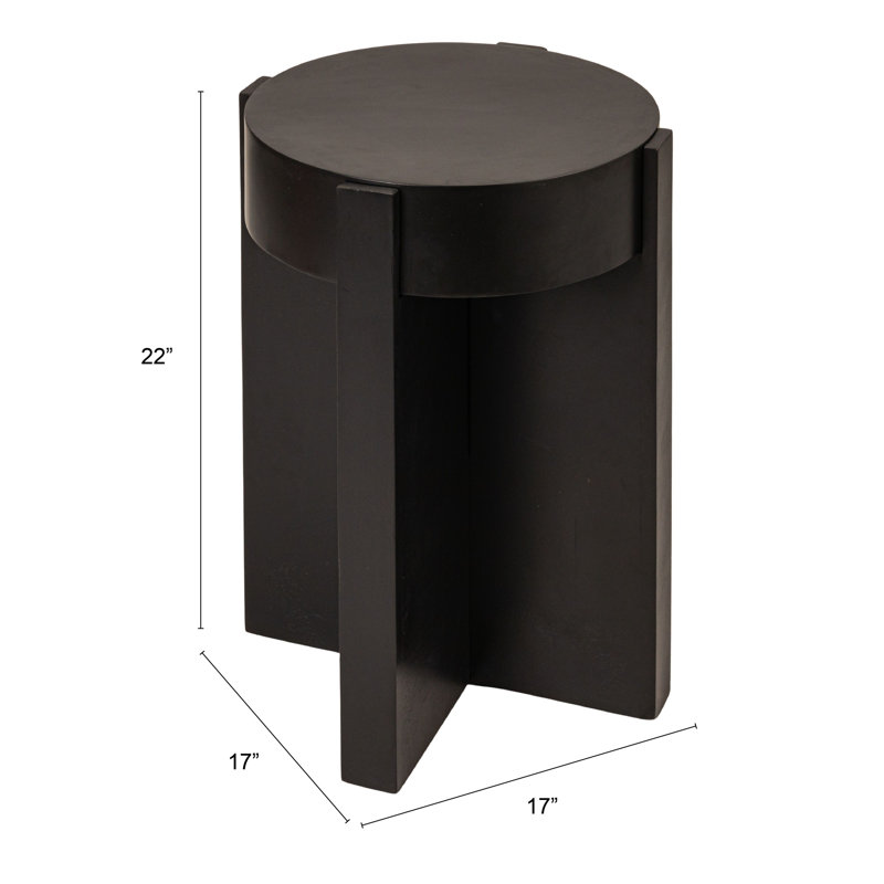 Phoenix Acacia Wood Side Table with Metal Top, Black