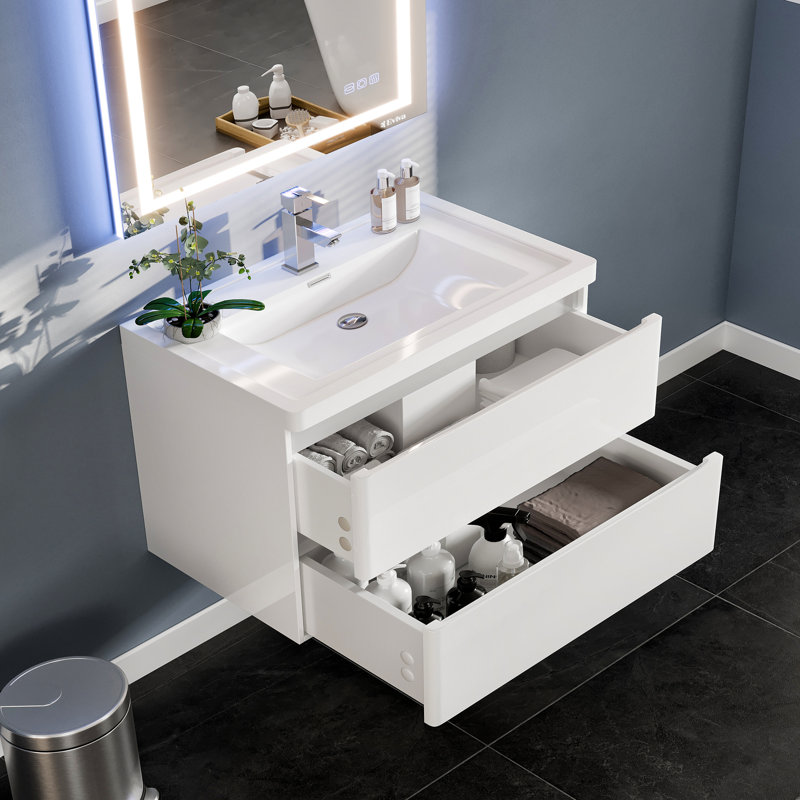 Ensemble de meuble-lavabo mural simple 32 po Caddric