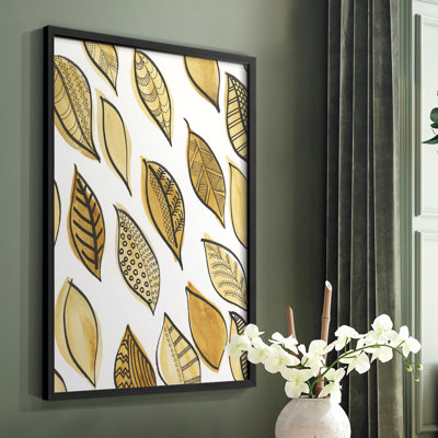 Reproduction encadrée de motifs de feuilles à motif II - bois massif