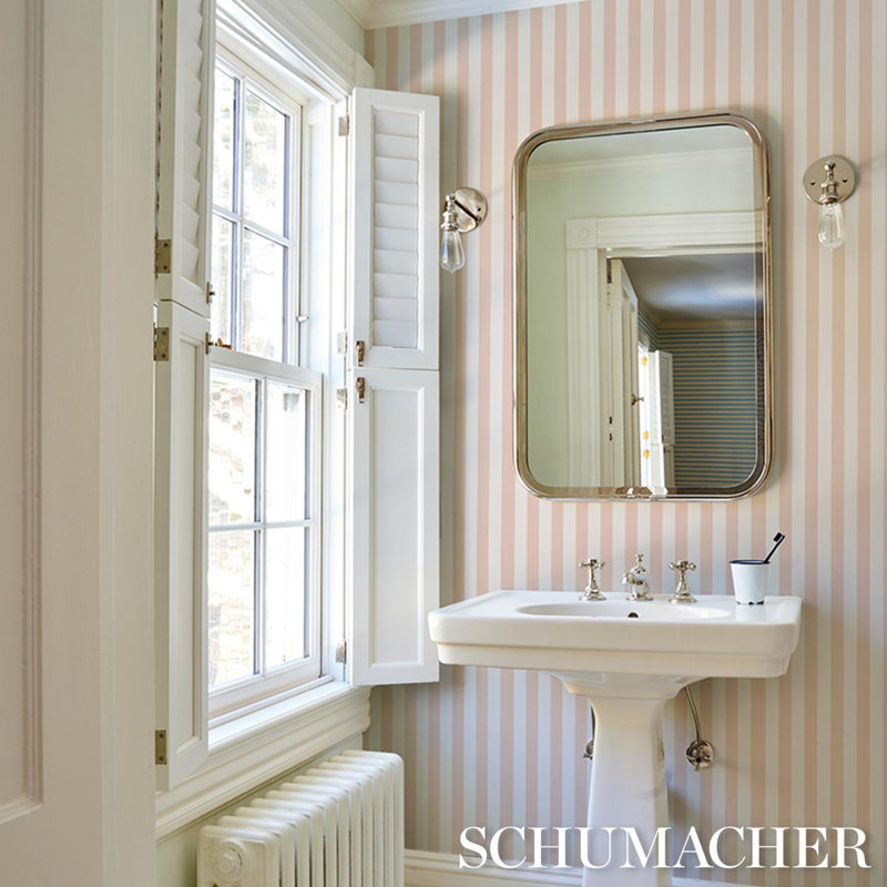 Emma Striped Wallpaper Roll, Blush