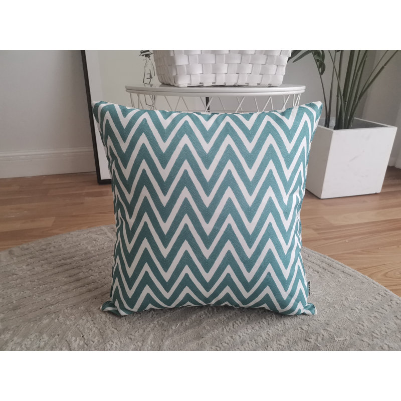 Ensemble de 2 taies d'oreiller extérieures imprimées sur fond blanc (ensemble de 2), Turquoise