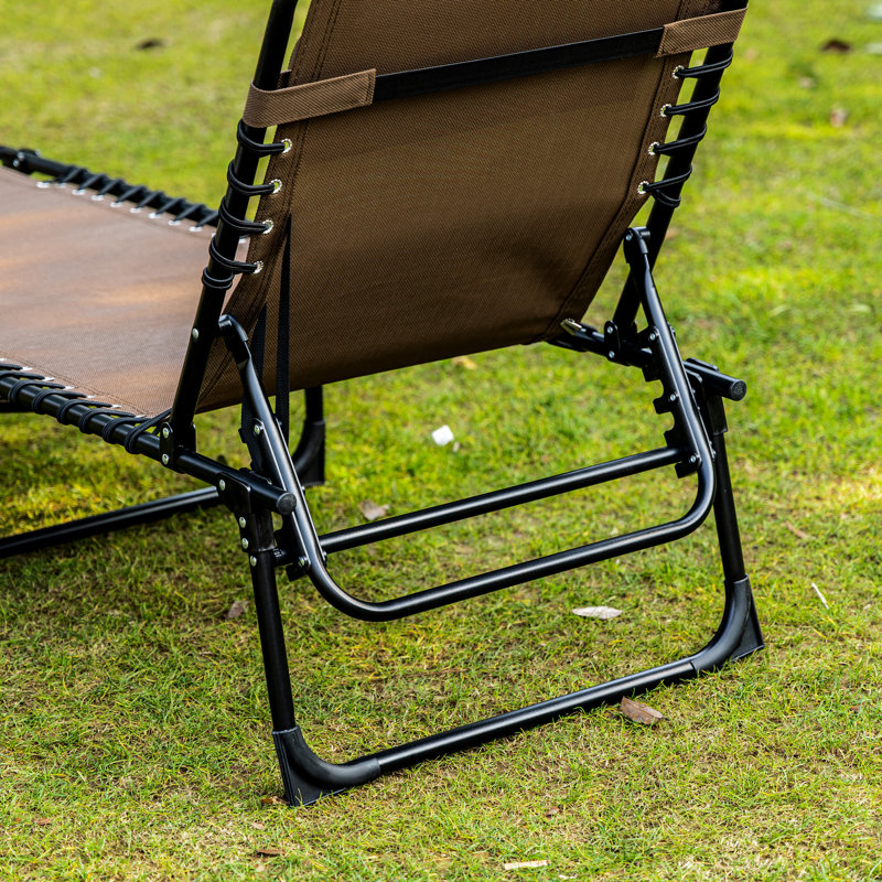 Siège de patio, lit de bronzage portatif avec dossier réglable. Lit de camp pliant, coussin amovible, brun pour le jardin, lit de plage, coussin et pliable,