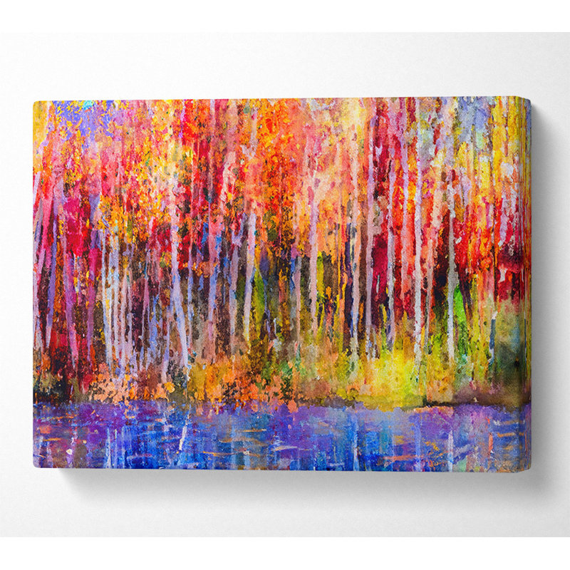 Abstract Forest Colour Strokes - Wrapped Canvas Print, 66cm H x 106.6cm W x 10cm D