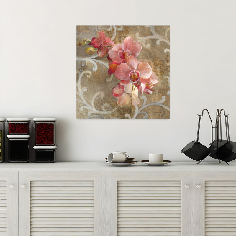 Art contemporain orchidée rose, H 18 po x l 18 po
