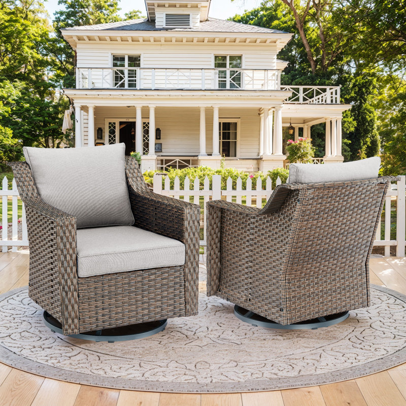 Fauteuil oscillant d'extérieur Tya, Beige