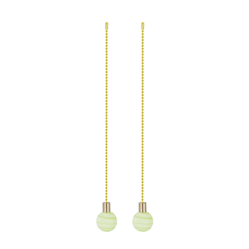 12" Copper and Green Glass Ceiling Fan Pull Chain Set