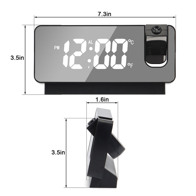 Dugal Digital Electric Tabletop Clock with Alarm, Black