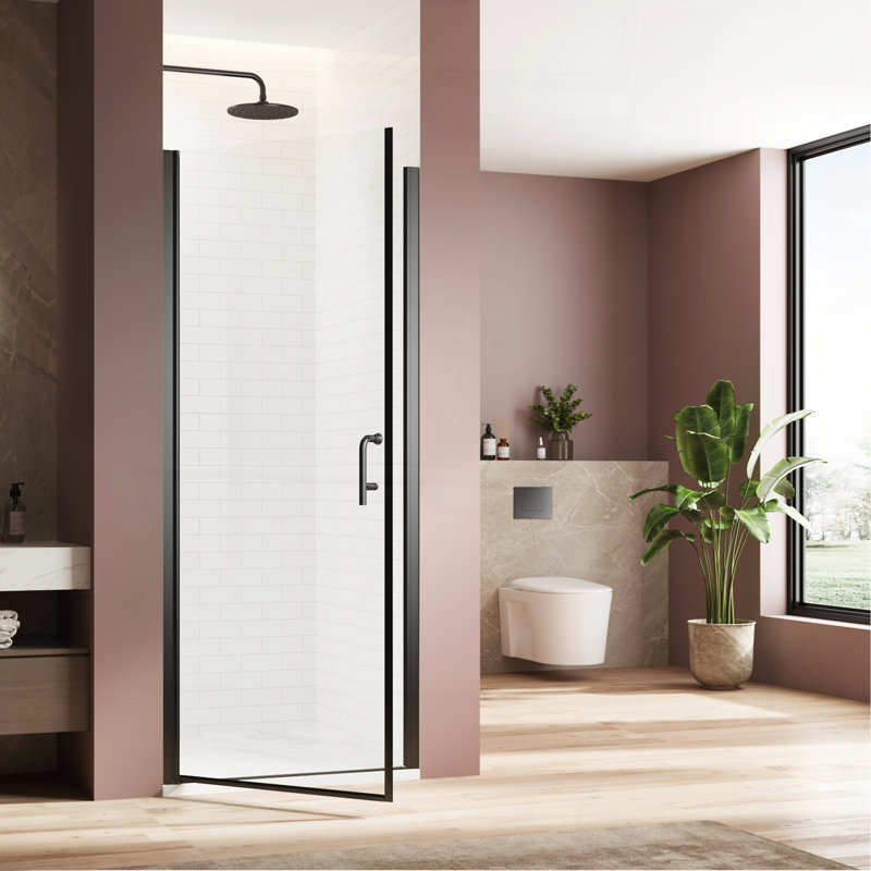 Porte de douche pivotante simple à panneau pivotant l 34 po x H 72 po, Noir