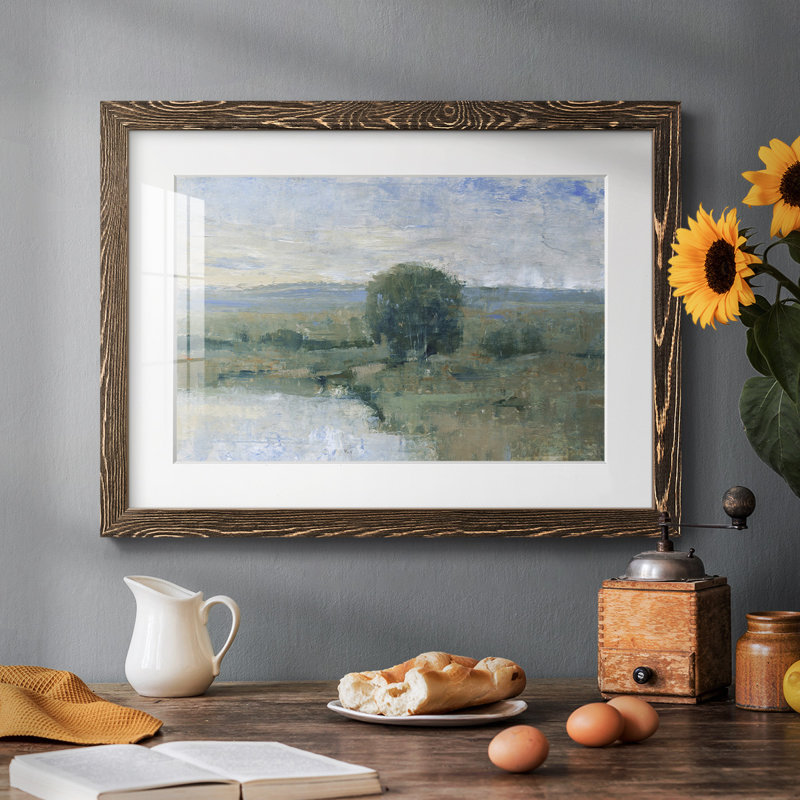 Riverbank Impression II - reproduction encadrée rustique avec tableau mat, Noyer, H 22 po x l 32 po x P 1,5 po