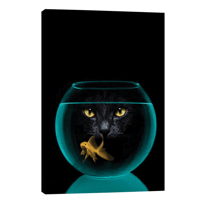 Black Cat Goldfish - Wrapped Canvas Print, 66.04 cm H x 45.72 cm W x 1.91 cm D