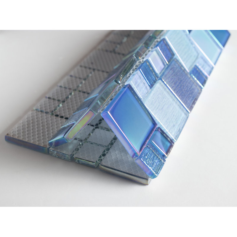 Reflections Artista Glass Versailles Mosaic Sheet Tile, Lake Blue