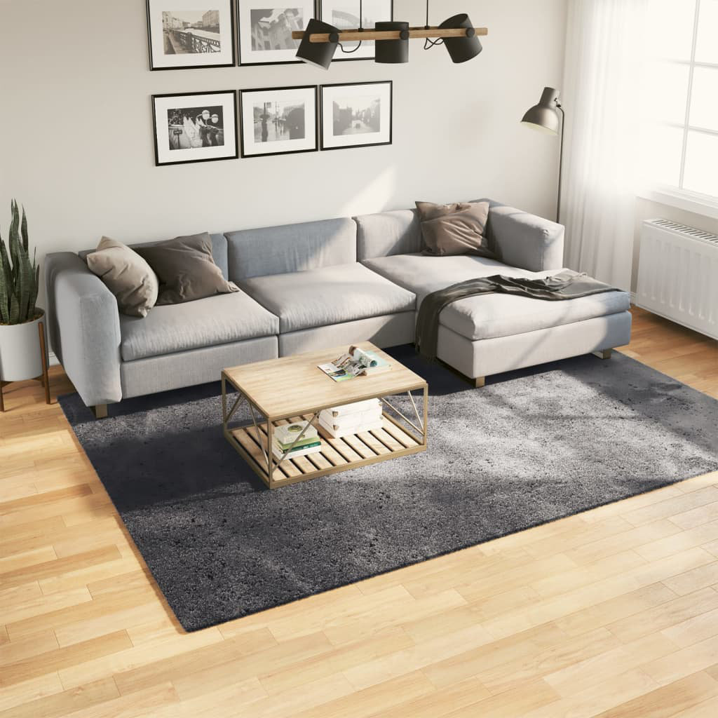 Rug "HUARTE" Short Pile Soft and Washable Anthracite