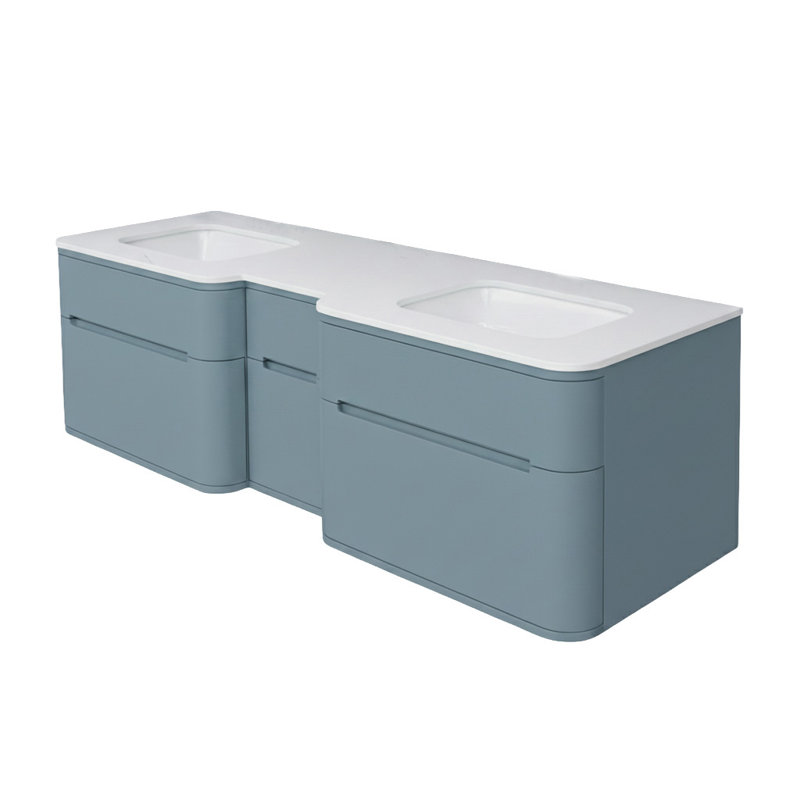Eleganza 71.5'' W Double Vanity, Azure, Wall Mount, Marmo